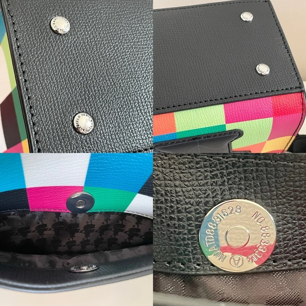 Karl Lagerfeld Paris Maybelle Satchel Multicolor Handle Crossbody Strap Bag (OY) - Picture 5 of 14